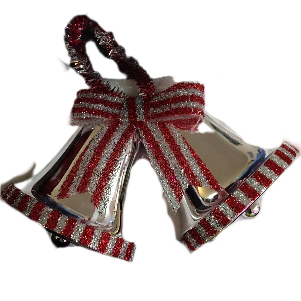 Elegant Silver and Red Bell Ornament
